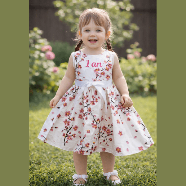 Girls' dress MCF Cherry blossoms cotton multicolor