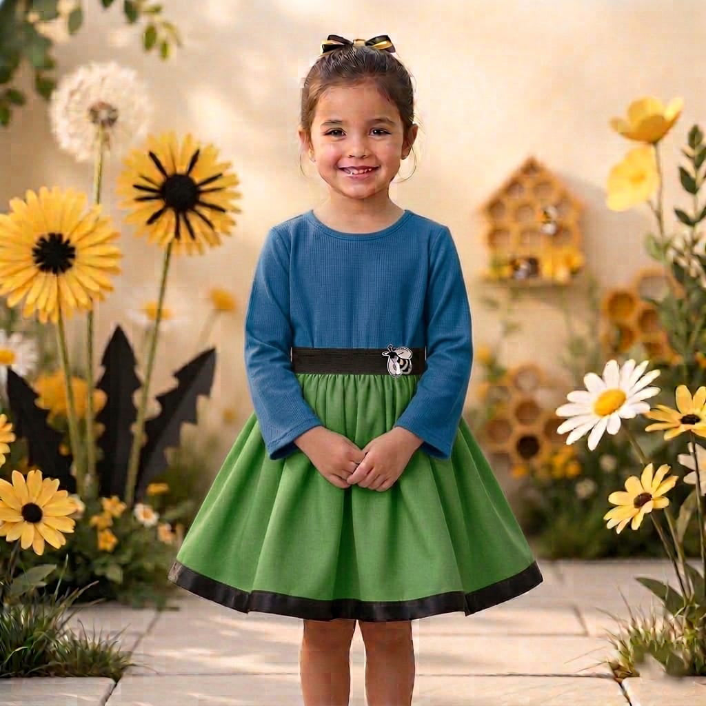 Rochiță Fetițe din Milaneză Elastică, Model "Bondar" cu Talie Elastică – Diverse Culori