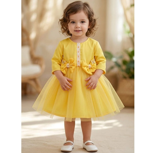 Rochie fete MCF cu Tull și Fundițe, Model Prințesă - Galben