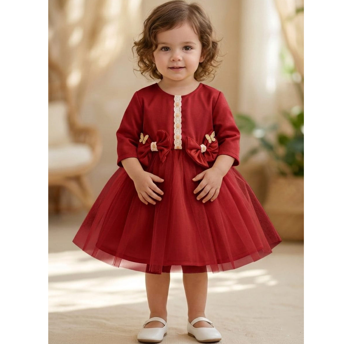 Rochiță Elegantă Fetite cu Tull și Fundițe, Model Prințesă - Diverse Culori