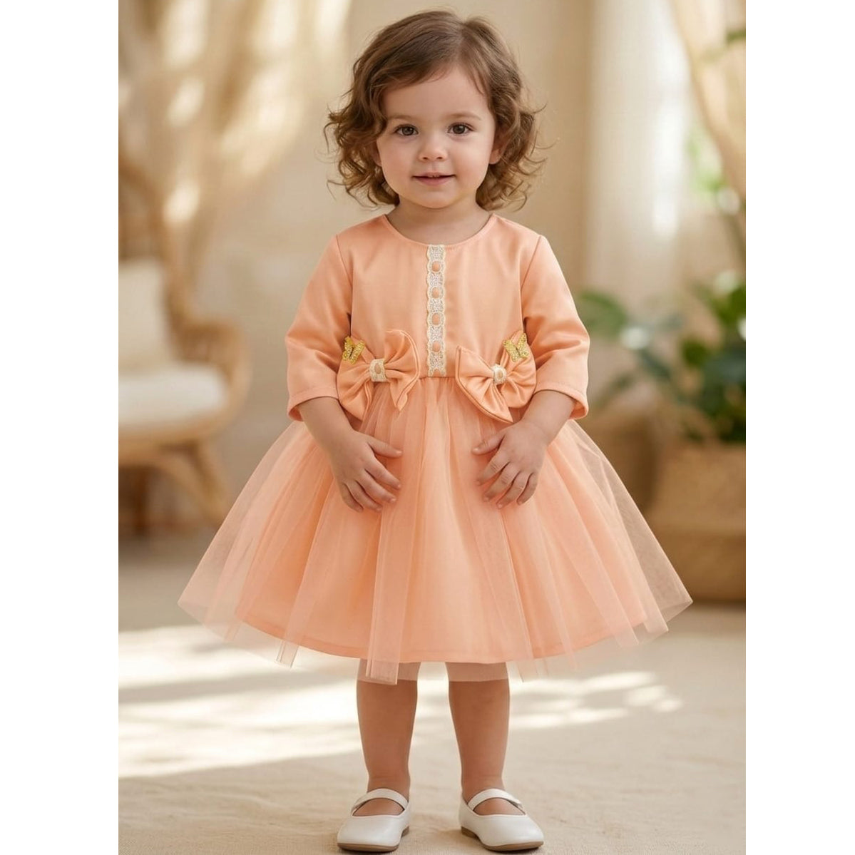 Rochiță Elegantă Fetite cu Tull și Fundițe, Model Prințesă - Diverse Culori