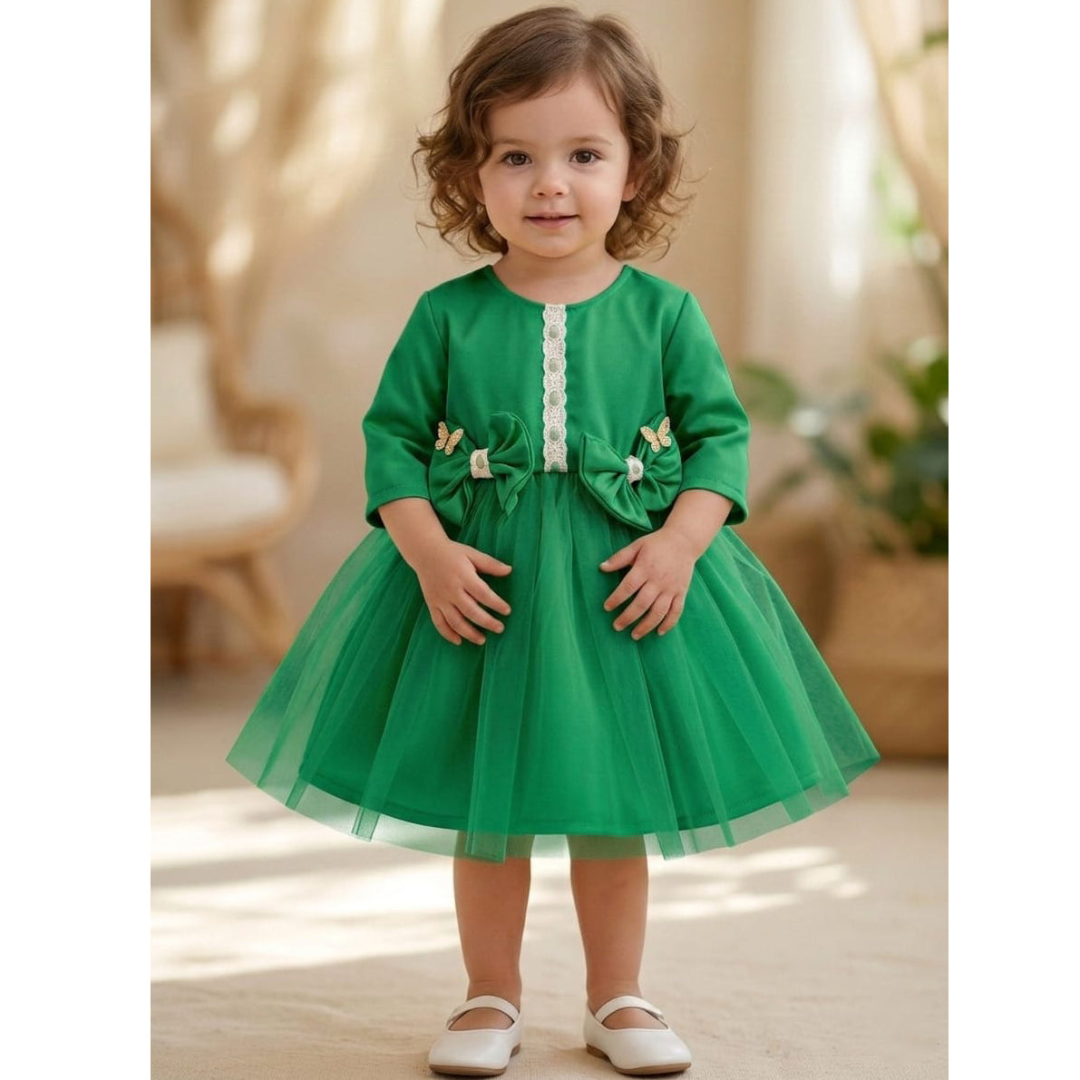 Rochiță Elegantă Fetite cu Tull și Fundițe, Model Prințesă - Diverse Culori