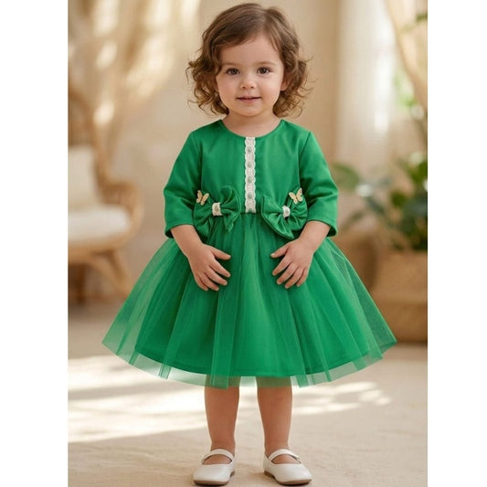 Rochie fete MCF cu Tull și Fundițe, Model Prințesă - Verde