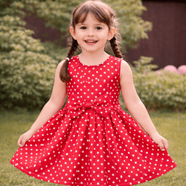 Rochie fete MCF Buburuză roșie cu buline – personalizată cu nume