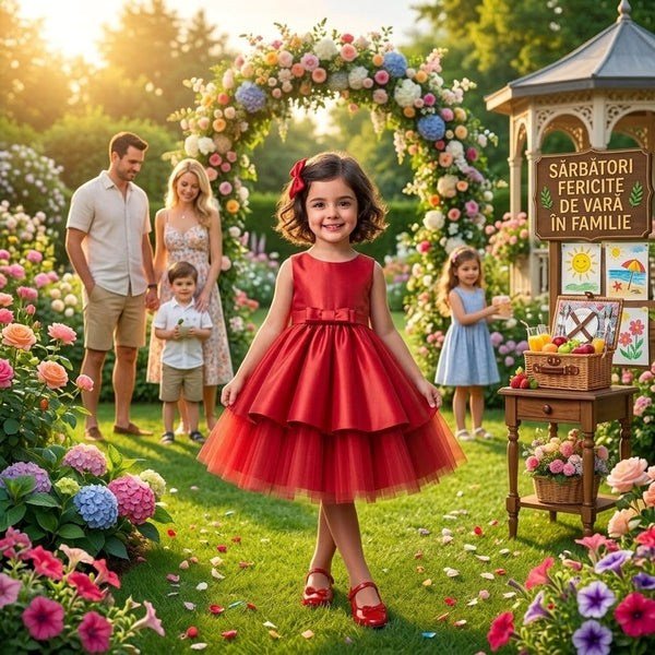 Rochie elegantă fete din tafta și tull – Grena Craciun 2026