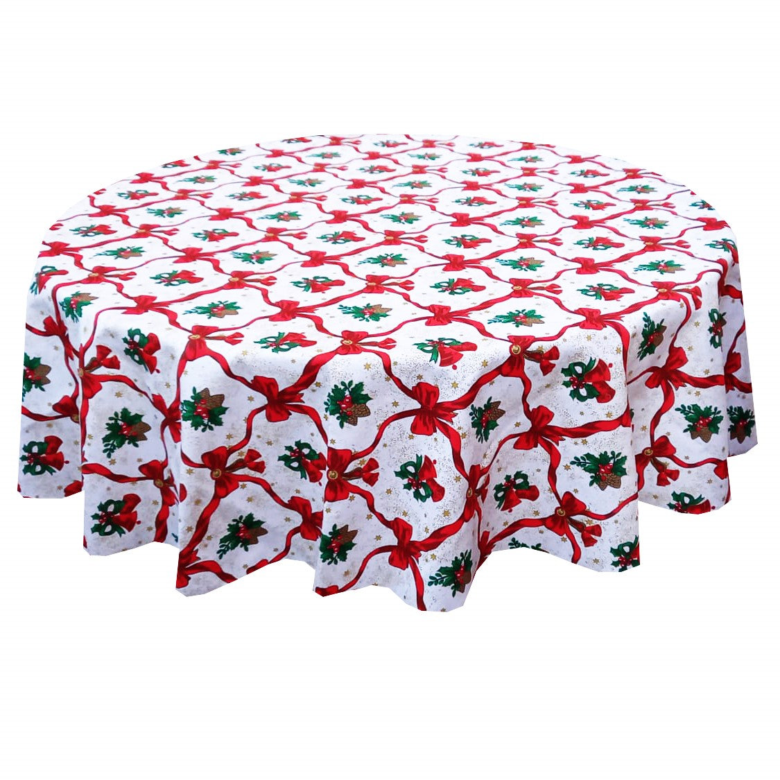 Fata de masa rotunda din bumbac 100% cu imprimeu clopotei