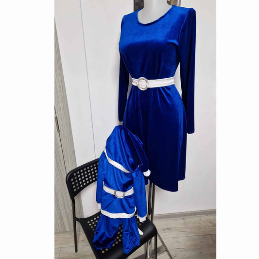 Set mama fiu , rochie si costum baiat, din catifea