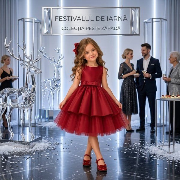 Rochie elegantă fete din tafta și tull – Grena Craciun 2026