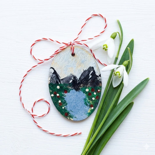 Set 5 mărțișoare tablou pictate manual pe lemn | MCF SRL