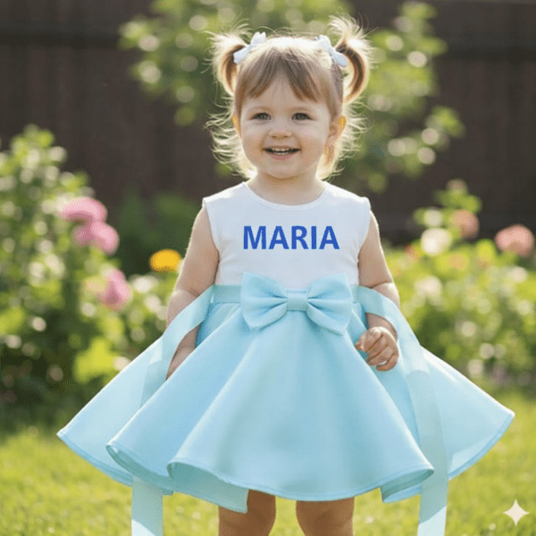 Rochie fete personalizată MCF Pisica Aristocrată, nume, varsta – bumbac albastru